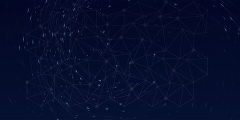 Wall Mural - futuristic internet network connection digital technology dark black background, abstract blue cyber