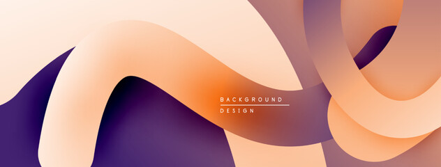Fototapete - Abstract flowing shapes, warm colors, gradient design. Modern background with smooth curves, purple and peach tones.