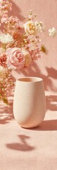 Poster - Soft Minimalist Ceramic Vessel Elegant Pastel Lifestyle Scene with Botanical Soft Focus - Contemporary Home Decor and Wellness Aesthetic