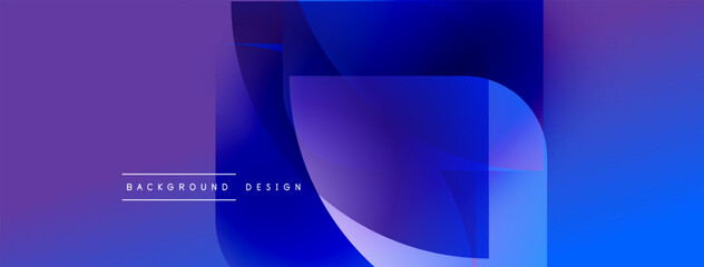 Fototapete - Abstract gradient background. Blue, purple hues blend smoothly. Modern design elements create dynamic visual effect. Minimalist style.