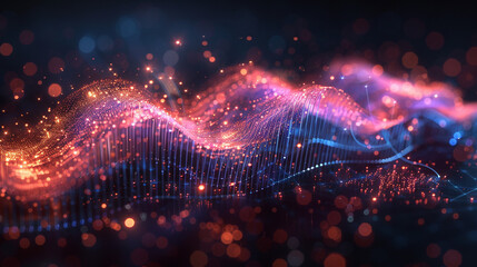 Wall Mural - abstract digital wave with glowing particles. (3)