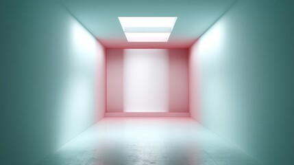 Aufkleber - Gradient backdrop features a smooth blend from deep teal to light pastel pink, designed for commercial photography with soft vignetting enhancing the minimal design