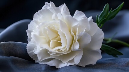 Aufkleber - Delicate white flower on soft fabric indoor close-up shot quiet elegance serene atmosphere nature beauty