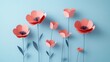 © DriftPixels - Paper flower arrangement on blue background studio shot craft art springtime bloom blossom floral design minimalist aesthetic
