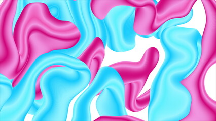 Poster - Abstract blue and pink 3d liquid waves elegant background