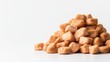 © Light of Art - A close-up of a pile of delicious looking diced chicken pieces, perfect for a nutritious and tasty meal, isolated against a clean and minimalist white background.