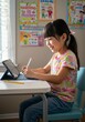 © Siasart Stock - Photo of Young Girl Drawing on Tablet in Classroom