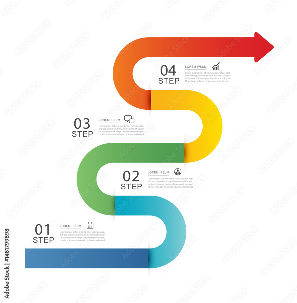 infographics arrow symbol timeline with circle button... Infographics arrow symbol timeline business steps to success. Stock ...
