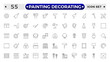 © artshuvo - Painting Decorating outline icons. Set of Paint and decorating icon and painting tools. Color palette, Roller, Creative art brush, bucket.