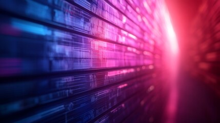 Aufkleber - A high-tech barrier glows with neon blue and crimson, protecting against simulated cyber threats amidst flowing encrypted data lines in a digital landscape