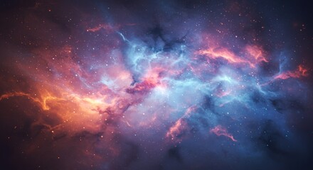 Wall Mural - Abstract Background: Colorful Nebula in Deep Space