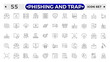 © artshuvo - Phishing and Trap outline icon set. Guard, cyber security, password, smart home, safety, data protection, key, shield, lock, unlock, eye access.