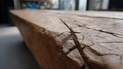 Leinwandbilder - An old wooden table with visible cracks and weathered texture captured in a rustic environment, highlighting simplicity and vintage charm in natural light