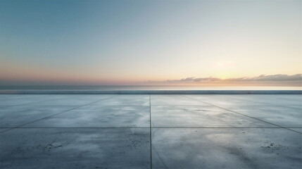 AI generated, Minimal modern concrete showroom background with scenic architecture and nature — ideal for EV car advertising or promotional text layout