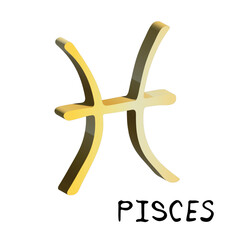 Fototapete - 3d pisces zodiac sign Esoteric symbol Astrology clipart Element for design