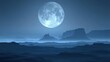 © ROY - Vast, tranquil, moonlit landscape.  Misty mountains under a luminous full moon
