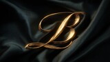 Luxurious gold letter B on dark fabric