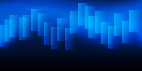 Wall Mural - a modern abstract design featuring a smooth blue gradient background with overlapping transparent sq