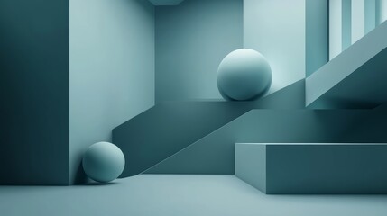 Wall Mural - Abstract 3d rendering of modern geometric background featuring minimalist shapes and clean lines in neutral tones, ideal for poster design, branding, web banners, and contemporary visual presentations