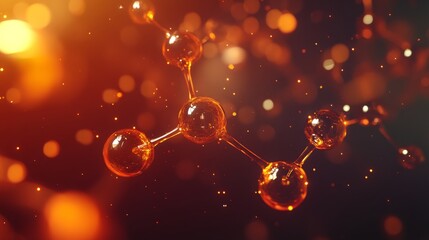 Sticker - abstract glowing atomic and molecular model background design with energy particles, representing sc