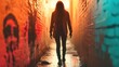 © Igor - A dark figure lurking behind a person, unnoticed, as they walk through an empty alley