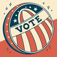 Wall Mural - Stylized vote button with gradient patriotic background and shadow