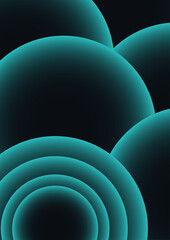 Aufkleber - Abstract futuristic background with concentric circular layers with a neon cyan glow effect on a dark background. Minimalist cover template with vibrant perspective geometric oval shapes.