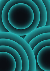 Aufkleber - Abstract futuristic background with concentric circular layers with a neon cyan glow effect on a dark background. Minimalist cover template with vibrant perspective geometric oval shapes.