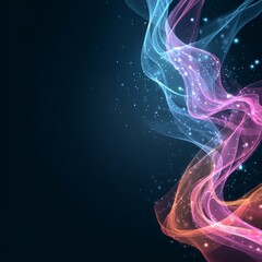 Wall Mural - Abstract Flowing Light Trails in Blue, Pink, and Purple with Sparkling Elements Creating Enigmatic Visuals on a Dark Background for Creative Projects