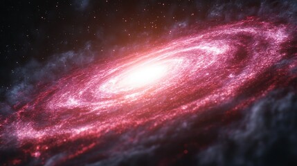 Wall Mural - Spiral galaxy, vibrant pink hues, swirling cosmic dust