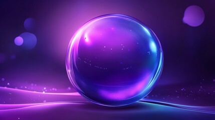 Wall Mural - abstract glowing purple and blue sphere with dynamic lines and bokeh background representing futuris