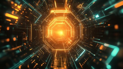 Wall Mural - futuristic abstract business technology background featuring interconnected hexagon pattern with dig