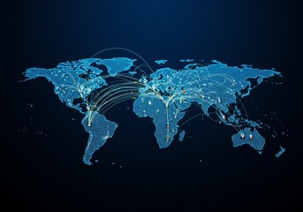 illustration: abstract world map with interconnected dots