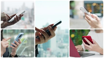 Poster - Collage video of various smartphone usage scenes