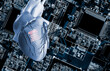 © Science RF - Human heart with implanted microchip, composite image