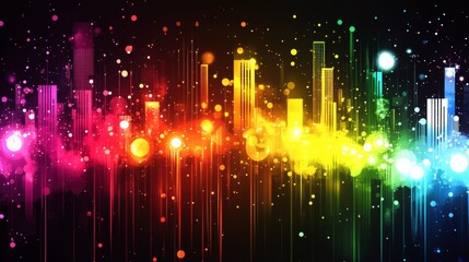 Wall Mural - an illustration represents music, sound, technology, and data visualization through an abstract digi
