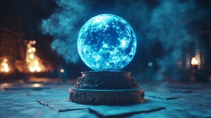 Wall Mural - the pedestal, which is black, supports a crystal sphere with complete clarity