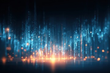 Abstract Digital Rain Background with Binary Code