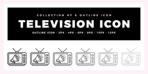 Wall Mural - pack of 6 outline vector television icon