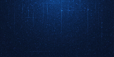 Fototapete - Abstract grid pixel pattern background. Vector illustration element with square, geometric mosaic, texture on dark blue color. Graphic design for digital datum, technology futuristic background