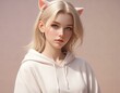 © Quy - Beautiful woman wearing a hoodie with wombat ears.