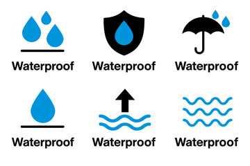 Collection of Six Waterproof Icons Symbols for Website Design and App Development