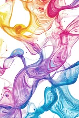Wall Mural - colorful swirling smoke creating abstract shapes on white background