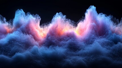 Wall Mural - wafting smoke particles pirouette against an inky backdrop, producing haunting, artistic images in s