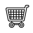 © Tino - shopping cart icon, black and white, minimal line art, flat design, vector style, white background