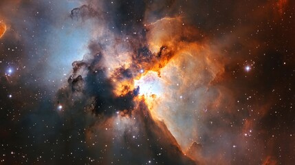 Wall Mural - Colorful space galaxy nebula with vibrant cosmic cloud and starry night sky featuring a supernova explosion, deep universe astronomy background for science and outer space wallpaper concepts