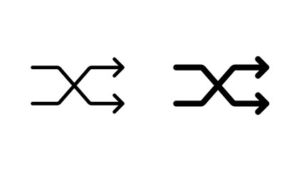 Shuffle icon in editable stroke and flat vector illustrations