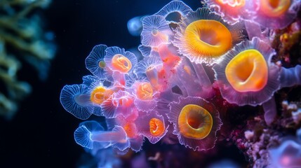 Wall Mural - colorful underwater fantasy formation featuring fragile liquid structures in abstract macro photogra