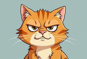  Cartoon of a grumpy cat glaring with exaggerated expression