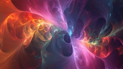 Wall Mural - vibrant fractal abstract background with intricate colorful patterns and dynamic swirling shapes for